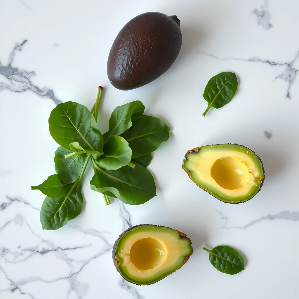 Grüner Spinat und Avocado