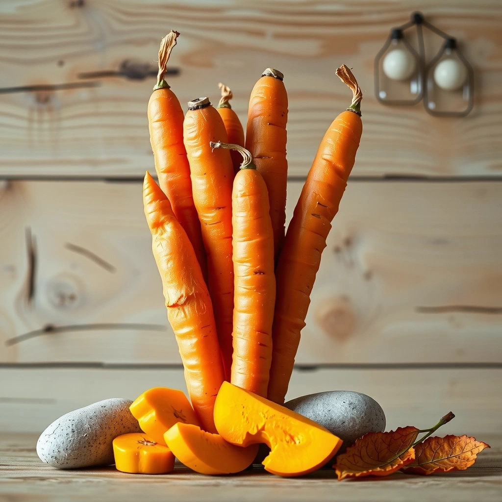 Orange Karotten und Kürbis